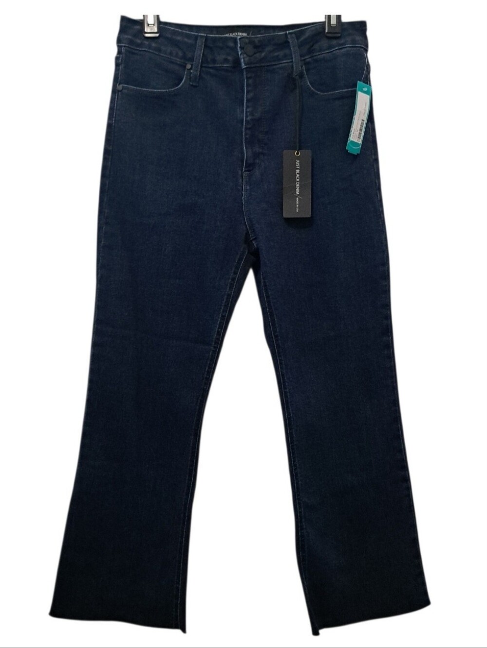 Just Black Denim Scissor Cut Crop Flare Jeans Made In USA Sz 30 Indigo NWT